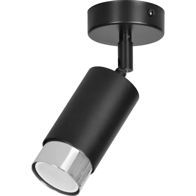 Emibig Boras zwarte plafondspot GU10 met chroom luxe afwerking - Perfecte verlichting voor elke ruimte Zwartachtig