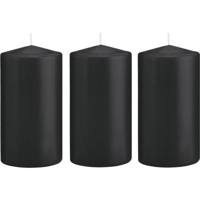 Trend Candles Cilinderkaars/stompkaars - 5x - zwart - 8 x 15 cm - 69 branduren - horeca kaarsen