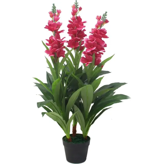 Kunstpalm Kunst Roze Gladiool Plant | 90cm - Namaak gladiool plant - Kunstplanten voor binnen - Kunstplant gladiool Donkerroze