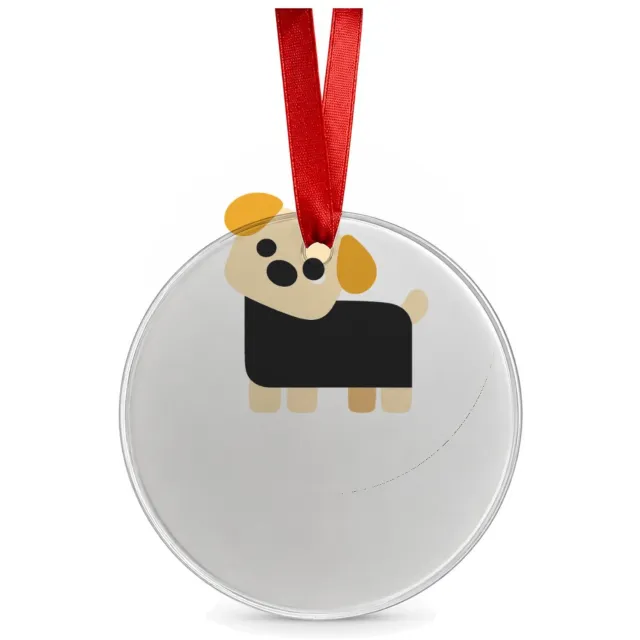 Mr Cadeautjes Glazen cirkel Ø 8,9 cm - design Minimalistische hond met eigenwijze blik | cadeau Wit