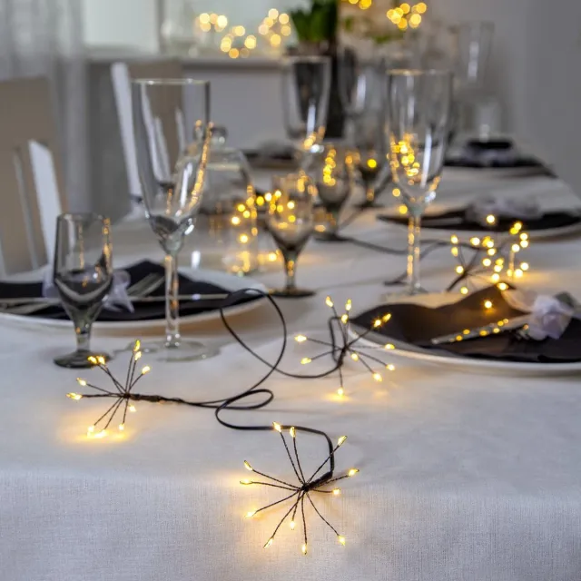 Star Trading "Dew Drop flower" lichtslinger - 8 "bloemen" (96 LEDs) - zwart - 2m10 - indoor / outdoor