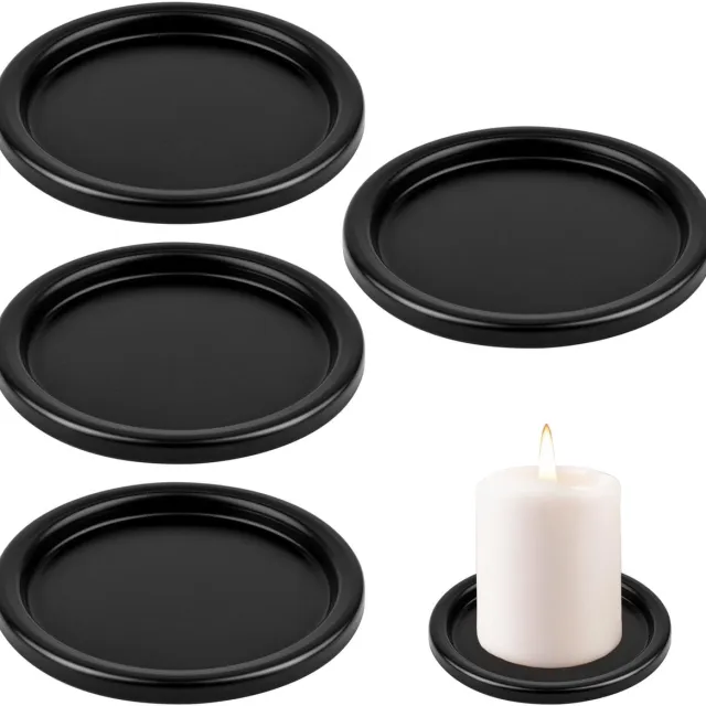 Ibenzoa Elegante Metalen Kaarsenhouders Set van 4 voor Tafeldecoratie en Bescherming zwart