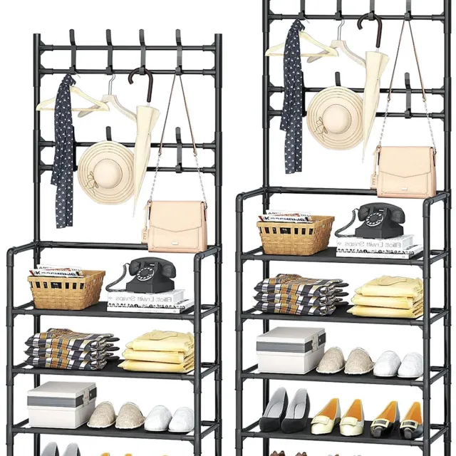 Happiq Kleerhanger schoenenrek - Voor woonkamer - DIY opbergsysteem - 4-tier Zwart