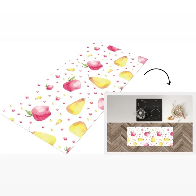 KitchenYeah Keukenloper - Loper keuken - Fruit - Waterverf - Wit - Keukenloper vinyl Multicolor