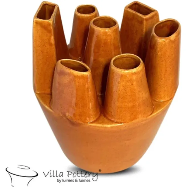 Irishflowers Vaas - Villa Pottery - Decoratie - Woondecoratie - Keramiek - Flowerpower 3_1 Orange Reactive Oranje