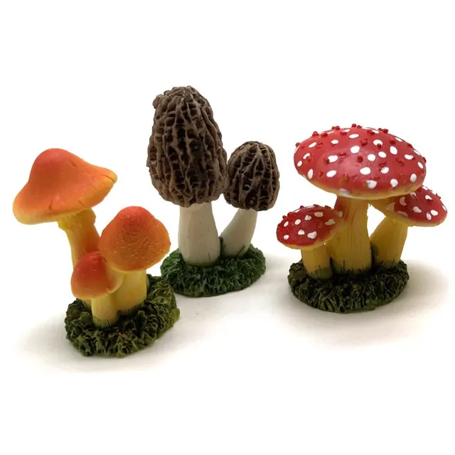 PZCC 3 Stuks - Miniatuur Paddenstoelbeeldjes - Paddenstoel Decoratie - Sprookjestuin Beeldjes - Hars Decoratie voor Plantenpot Bonsai Terrarium -Outdoor Indoor Garden Ornaments - Multicolor Meerdere kleuren