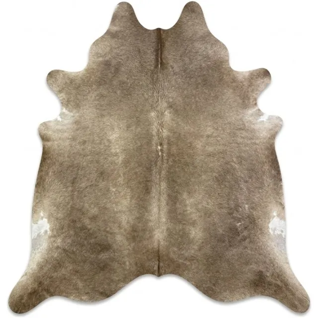 Koeienhuidvloerkleed.nl Koeienhuid Vloerkleed - Taupe Gemeleerd - Koeienkleed / Koeienvel / Dierenvel / Dierenhuid / Koehuid Tapijt - incl. 4 onderzetters