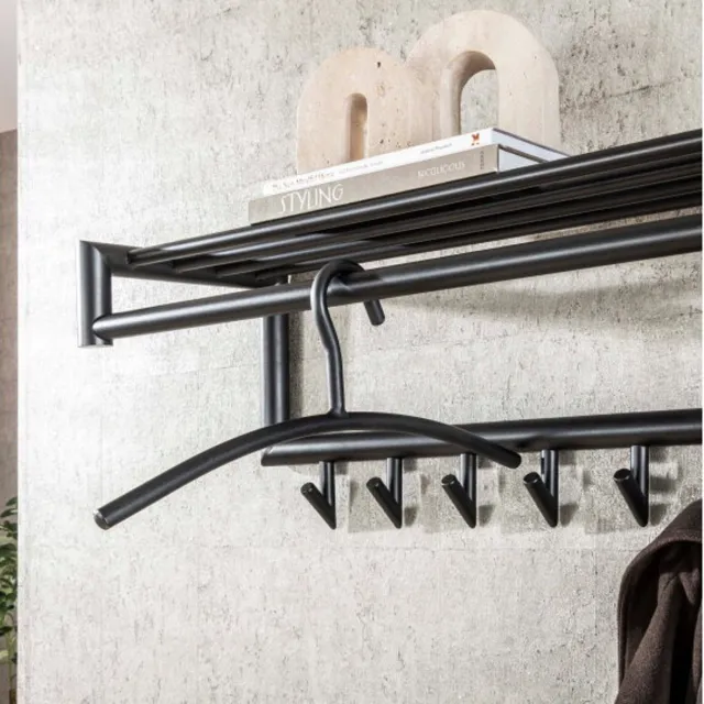 Meubelplaats Garderobehanger ronde buis. VPE6 - Gun metal - set van 6