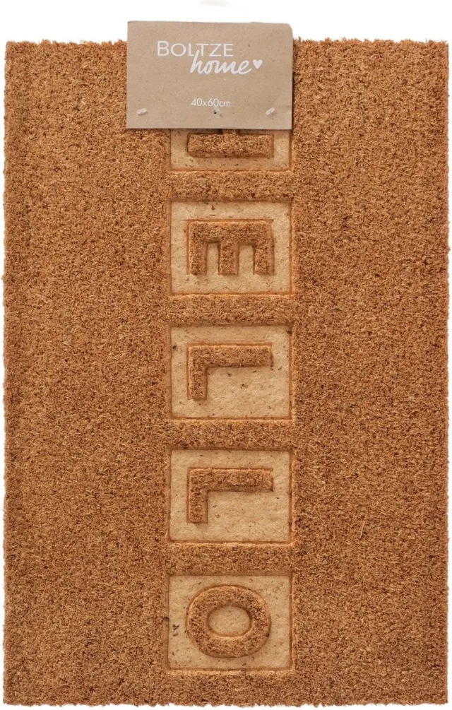 Boltze deurmat Hello. Kokosmat 40x60cm bruin