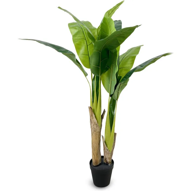 IvoQ Kunst Bananenplant 120 cm - Decoratieve Bananenboom voor Binnen - Onderhoudsvrije Groenblijver Groen Bruin