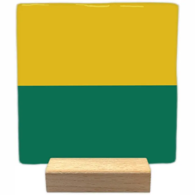 Artige Decoratie tegeltje - Den Haag - keramisch - 10x10 cm - inclusief houder geel
