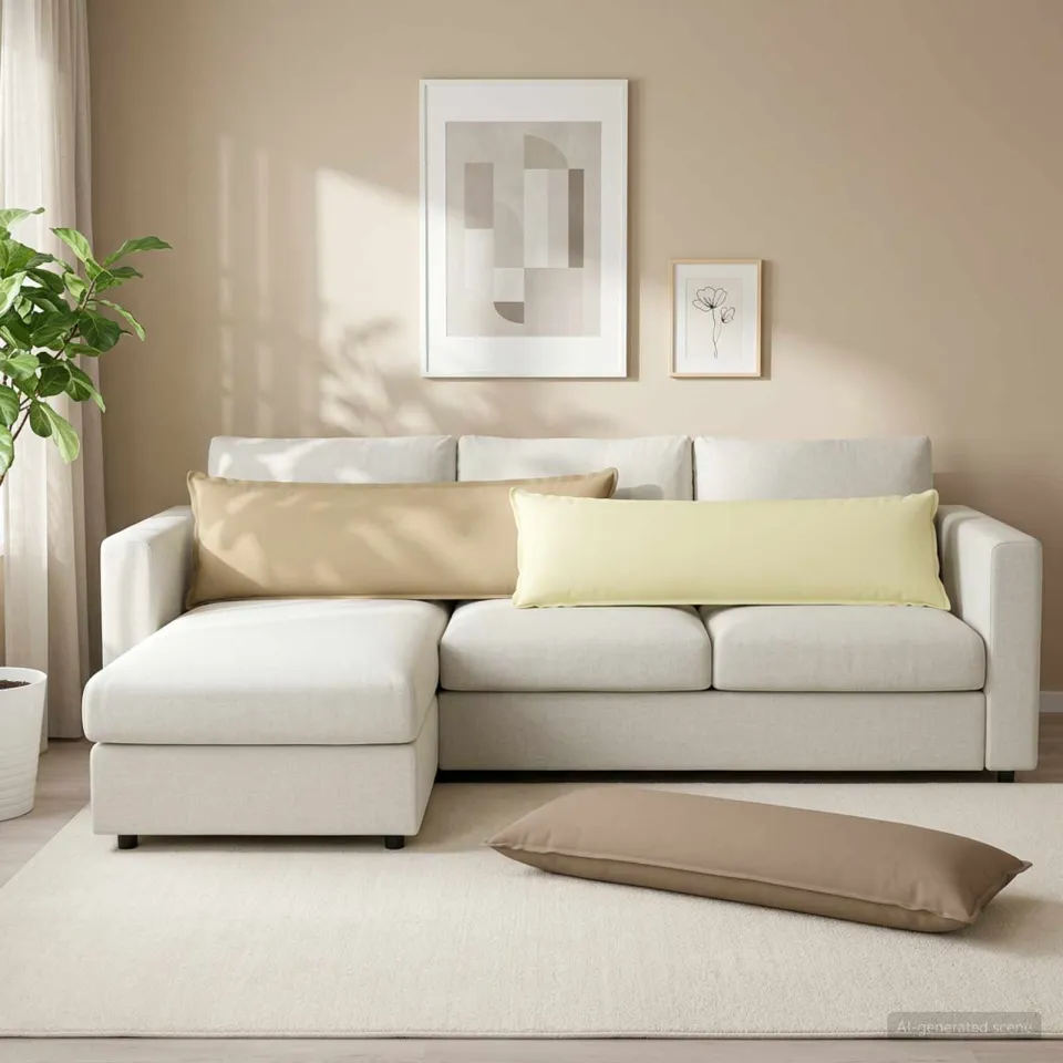 vidaXL Dekenkussen - 2 - st - HOUTEN - Crèmekleurig - 40 - x - 145 - cm - Polyester, foto 2