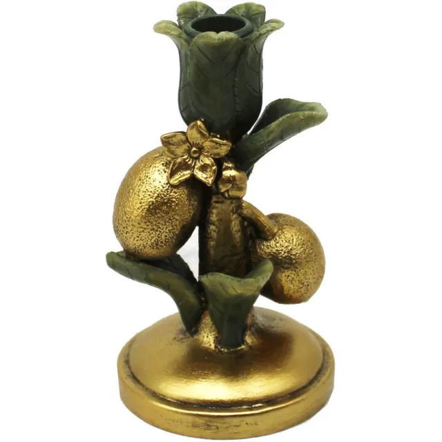HD Collection Candle Stick Lemon Polyresin Green 10x10x17.5cm groen