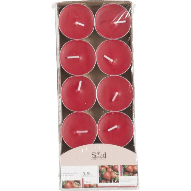 Arti Casa Geurtheelichtjes - 10x stuks - aardbei - rood - was/paraffine - 3,5 uur