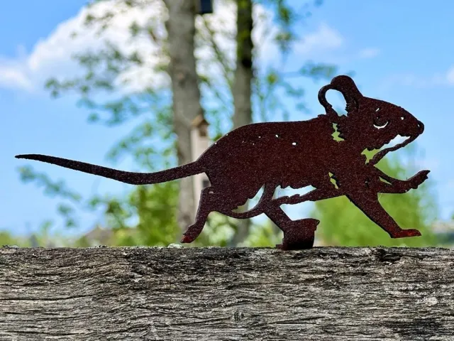 rusty friends Metalendier - Tuinbeeld- Muis - Cortenstaal - NL Fabrikaat bruin