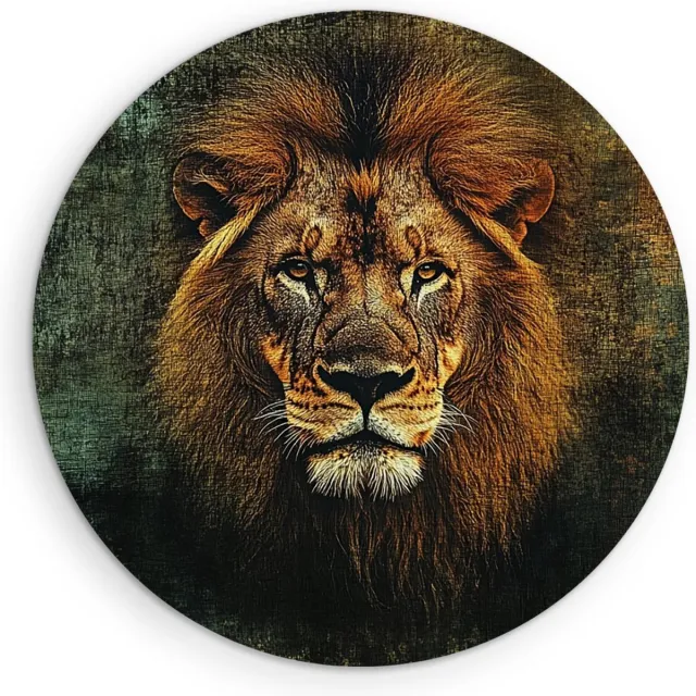 Saammp Muurcirkel Hout - Leeuw met roestkleuren - Dieren - Natuur - Ø 80 - Wandcirkel - Wanddecoratie Cirkel - Muurdecoratie Woonkamer - Slaapkamer decoratie - Rond Schilderij