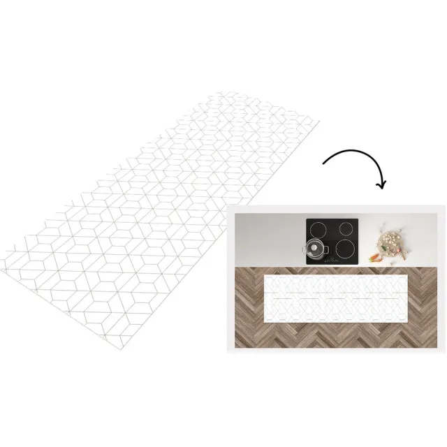 KitchenYeah Keukenloper - Loper keuken - Geometrie - Lijn - Patroon - Keukenloper vinyl multicolor