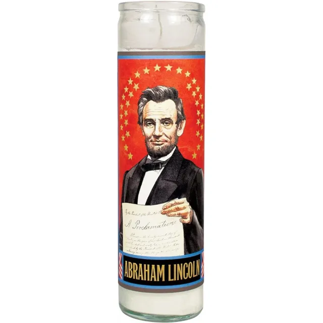 Megamoviestore Abraham Lincoln Secular Saint Candle - 8.5 Inch Glass Prayer Votive - 0814229004264 Blauw