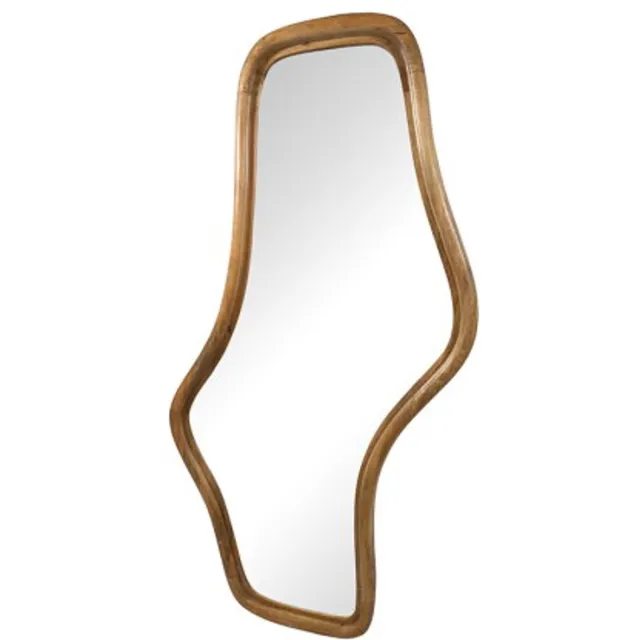 MySons Spiegel Wavy mangohouten lijst 121x62 cm - Naturel