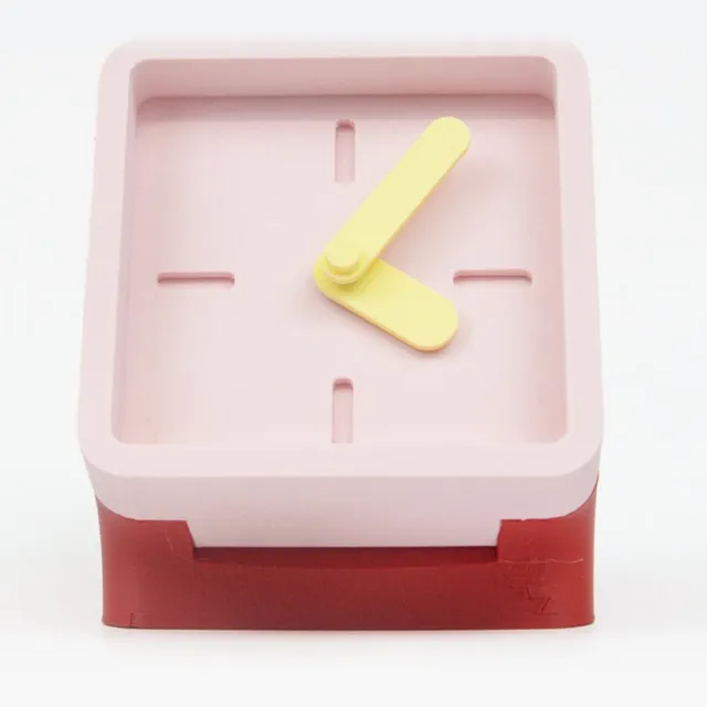 Kloq Bureauklokje Cranberry Rood & Perzik - Staande klok - 3D geprint in Nederland - 100% bioplastic