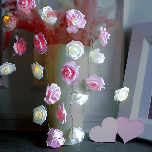 MikaMax Romantic Rose Lights - Realistische Schuimrozen - 20 LED-lampjes - Romantische Verlichting - Valentijnsdag - Romantische Versiering