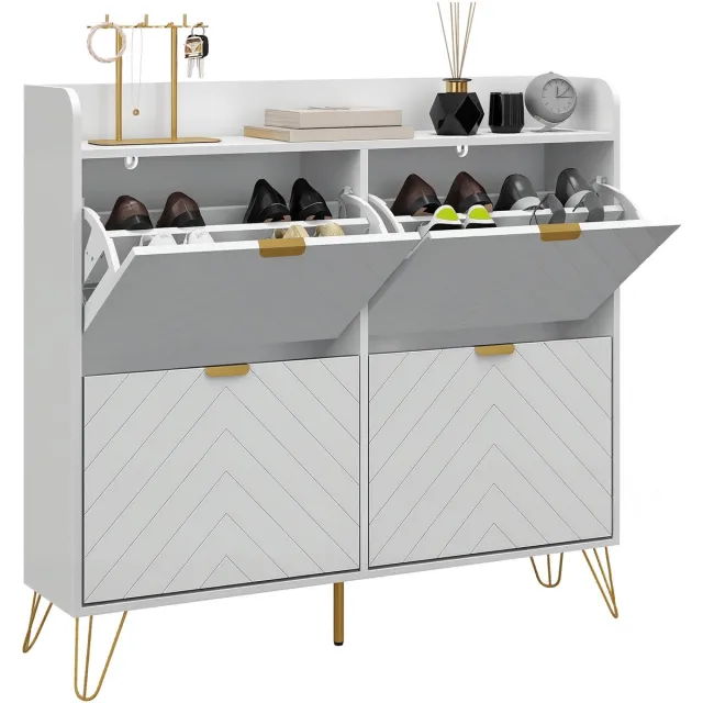 Homcom Opklapbare schoenenkast - MDF - 106x24x102cm - Wit