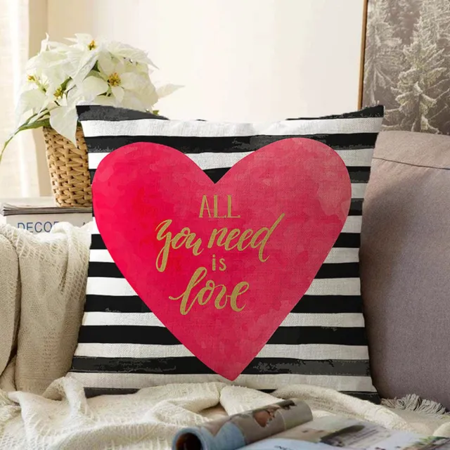 De Groen Home Velvet Kussensloop - kussenhoes - Sierkussenhoes - hoes voor sierkussens - All you need is love - 45x45 cm - Fluweel - valentijn cadeautje voor haar Groen - Rood