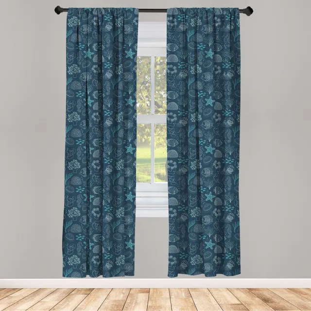 ABAKUHAUS Kwal Raamgordijnen – 2-delig Set 75x175 – Petrolblauw