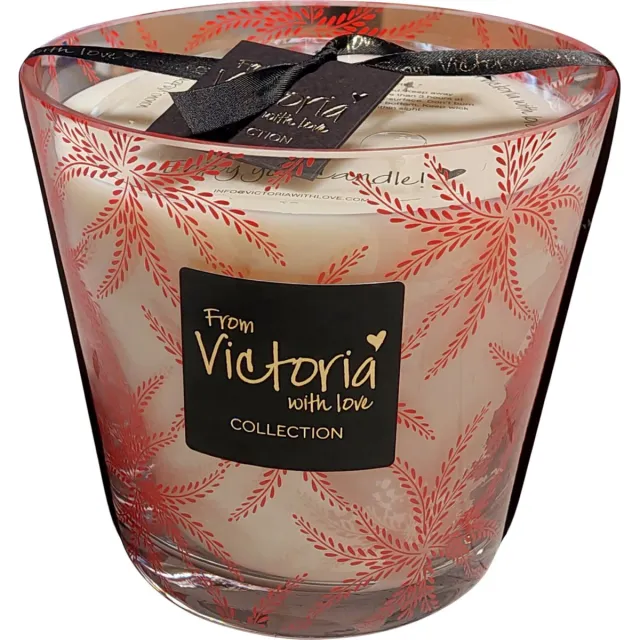 VICTORIA WITH LOVE BY PHILLINE.BE Victoria with Love kaars - Ferns Red - Medium - Geurkaars Rood