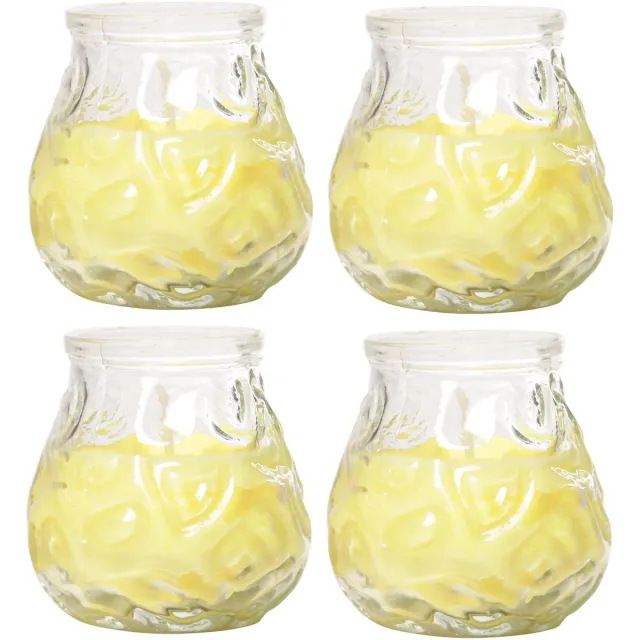Cosy&Trendy Citronella Lowboy Tafelkaars - 4x - 7 cm - 17 branduren - citrusgeur - citronella sfeerkaarsen Geel