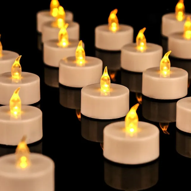 Warmara Theelichtjes op Batterijen - LED Theelichtjes - Kaarsjes - Warm Geel - 4cm x 4cm x 5cm