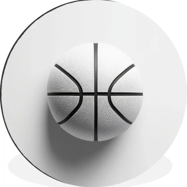 WallCircle Wandcirkel - Muurcirkel - Basketbal - Wit - Schaduw - Lijnen - Aluminium - Dibond - 60x60 cm - Binnen en Buiten