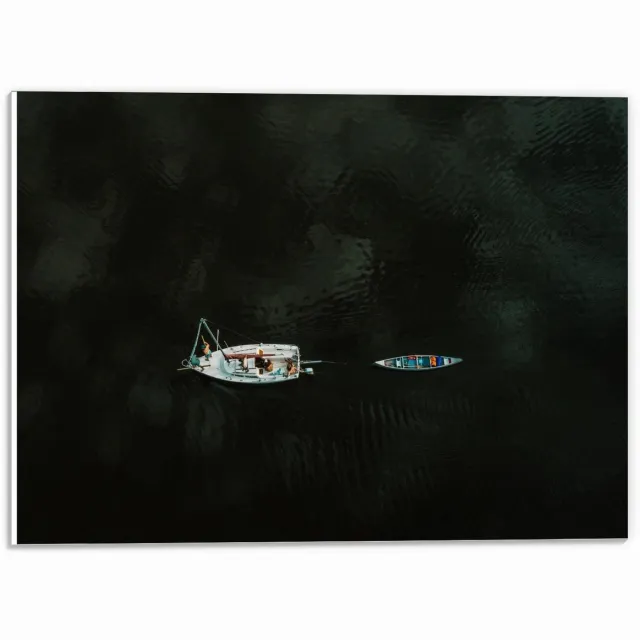 KuijsFotoprint Forex - Twee Bootjes op het Water - 40x30cm Foto op Forex Blauw