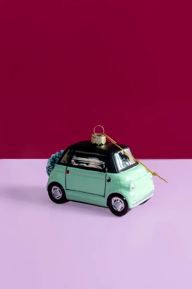 Yup in de boom glazen kerstbal citycar 7cm mintgroen