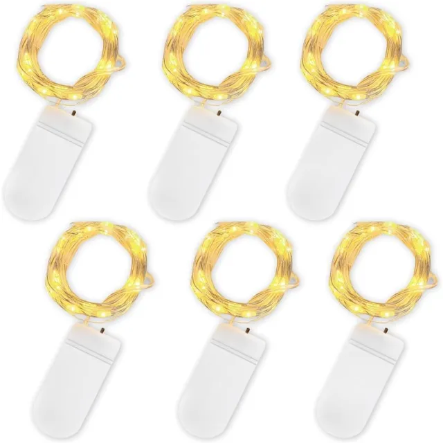 GelldG 6 LED-lichtsnoeren - 2 meter kleine buitenlichtsnoeren - DIY waterdichte lichtsnoeren - decoratieve verlichting - Geschikt voor feesten, bruiloften en festivals - warm wit licht