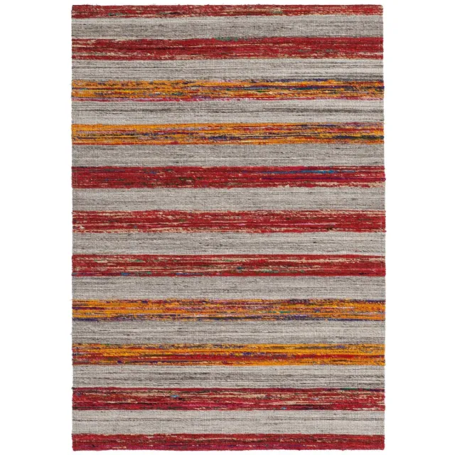 Padiro stijlvol laagpolig vloerkleed 120 x 170 cm - donkerbeige - modern streeppatroon - voor vloerverwarming - van wol, katoen en zijde