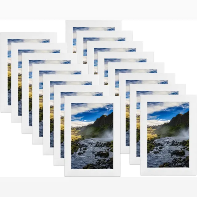 Famanu Set van 8 kleine witte fotolijsten, afmetingen 10x15 cm, vintage stijl