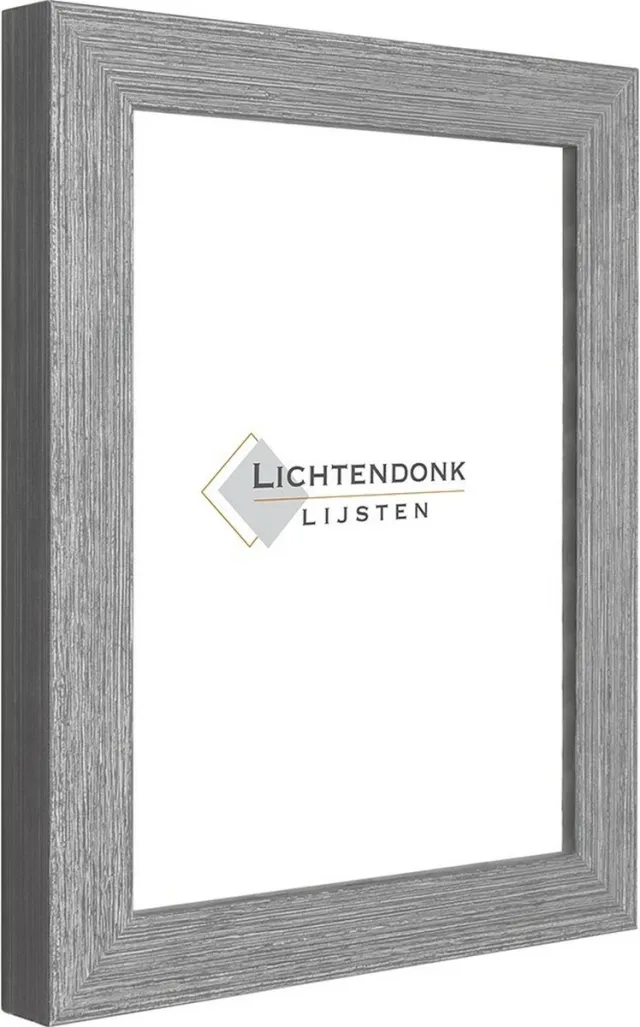 Lichtendonk Fotolijst Grijs Zilver - Ribbelstructuur - Fotomaat 15x20 - Ontspiegeld Glas - Art.nr. 55-62