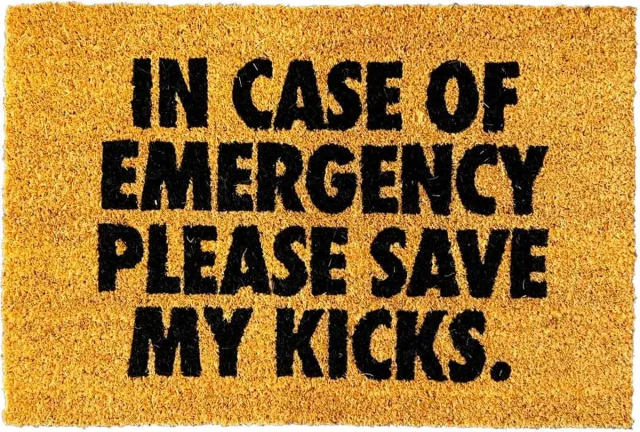 Sneaker Essentials kokos deurmat - EMERGENCY - voor binnen en buitenshuis gebruik - 60x40cm zwart
