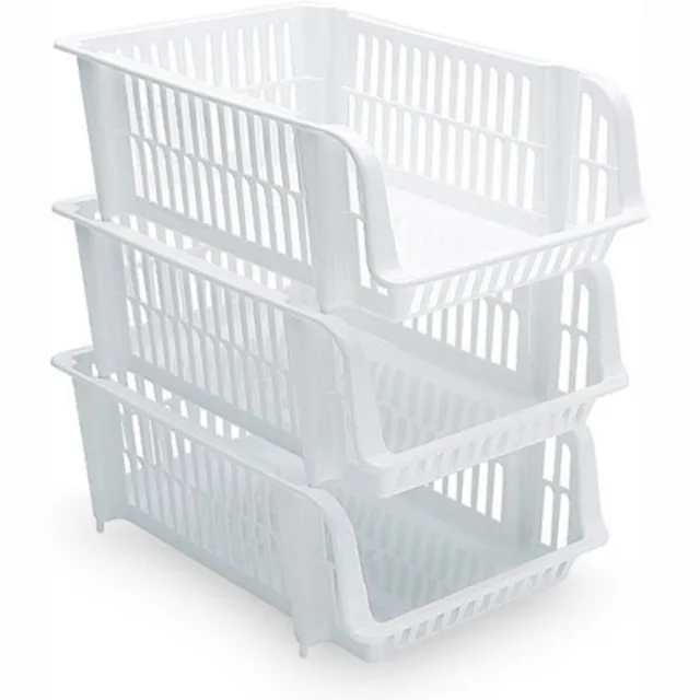 PLASTICFORTE Stapelbare opbergmand - 8x - wit - 20L - kunststof - 43 x 32 x 16 cm