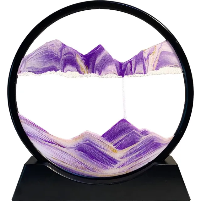 ShopHaven Bewegende Zandloper Decoratie - Dynamisch Zandschilderij - Visuele Tijdsweergave - Ontspannende Zandkunst - Unieke Zandloper voor Interieur - Decoratieve Zandstroom - Maatnaam 7 inch Paars