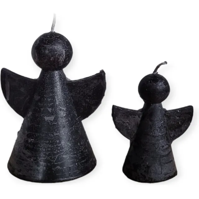 Home Society Set/2 - Engelkaarsjes - Maat L&S - Zwart - 11,5 en 8 cm hoog - Kerst