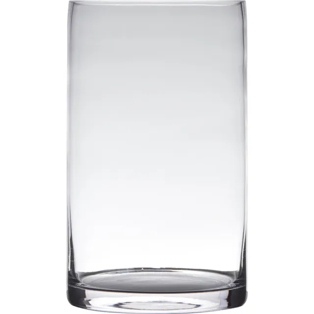 Hakbijl Glass Vaas - transparant - 15 x 15 x 25 cm - glas - cilinder vorm - vazen - bloemenvaas