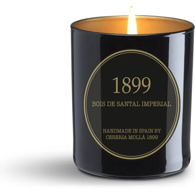 Cereria Mollà 1899 Gold Edition Geurkaars - Bois de Santal Imperial - 230 gram - 1 lont/wiek - 50 branduren. Zwart/ Goud