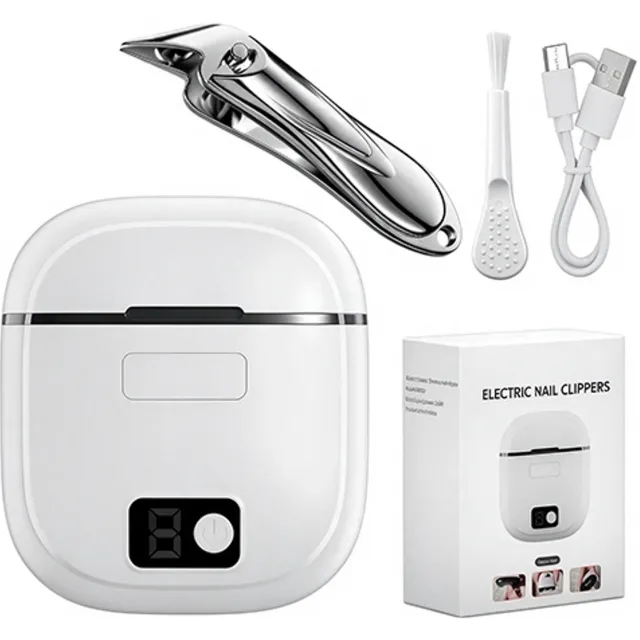 Lifhelpe Elektrische nageltrimmer - Witte nageltrimmer met 3 snelheden - Ingebouwde polijstfunctie en LED-verlichting - Oplaadbaar via USB voor senioren en volwassenen