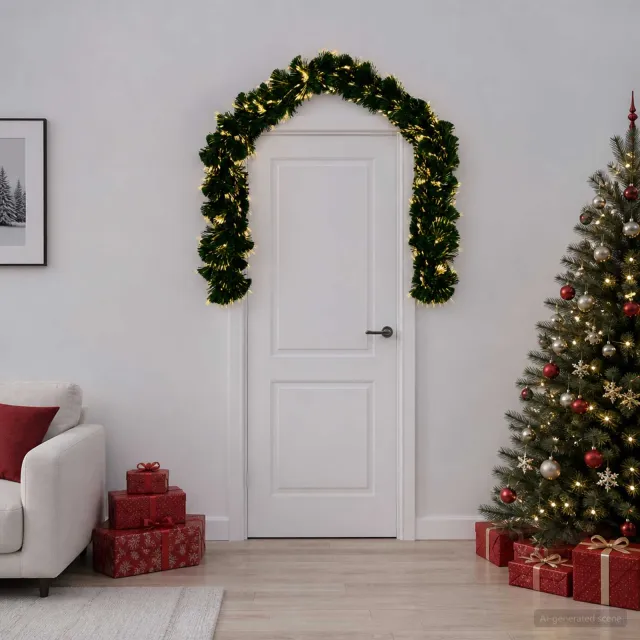 vidaXL Kerstkrans 48 LED's Warmwit PVC Groen