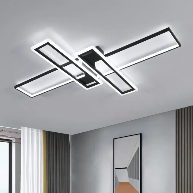 Haobosic LED Plafondlamp - Rechthoekig Zwart 120x80cm - 65W Koelwit (6500K)