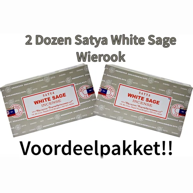 Satya Wierook Stokjes - White Sage - Witte Salie Wierookstokjes - 15 Gram x 24 stuck - 2 DOZEN 24 stuck