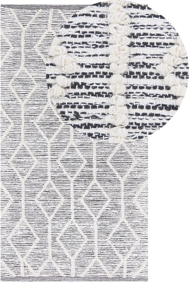 Beliani EDREMIT - Laagpolig vloerkleed - Grijs - 80 x 150 cm - Wol