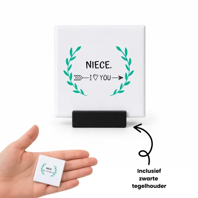 Hacebo niece I love you tegeltje met tegelhouder - Nicht - de liefste nicht - tegeltjes met tekst - verjaardag - cadeautje voor nicht - nicht artikelen - kado - geschenk - spreuktegels - 4.8x4.8 CM Wit